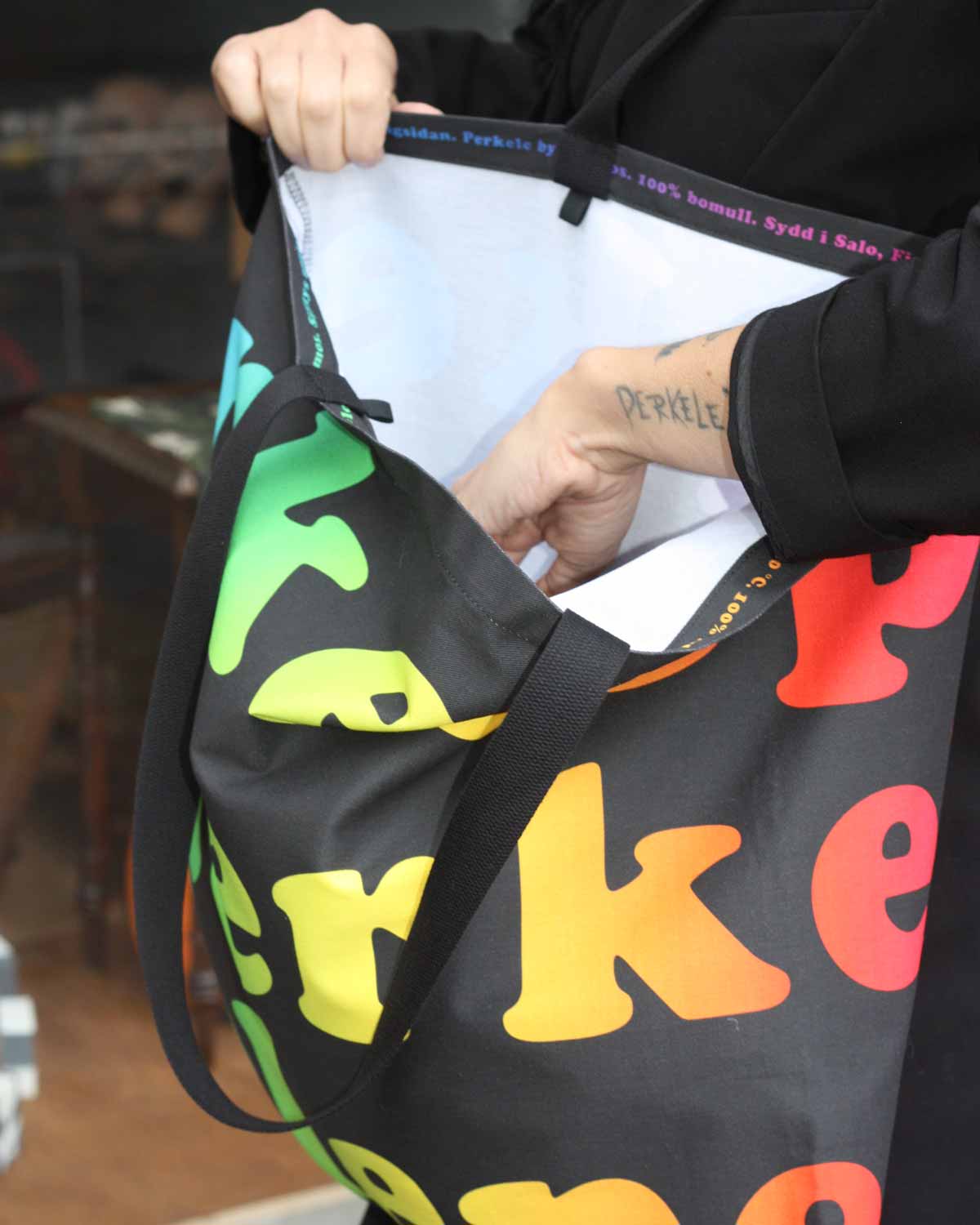 Rainbow Perkele Tote Bag, Large