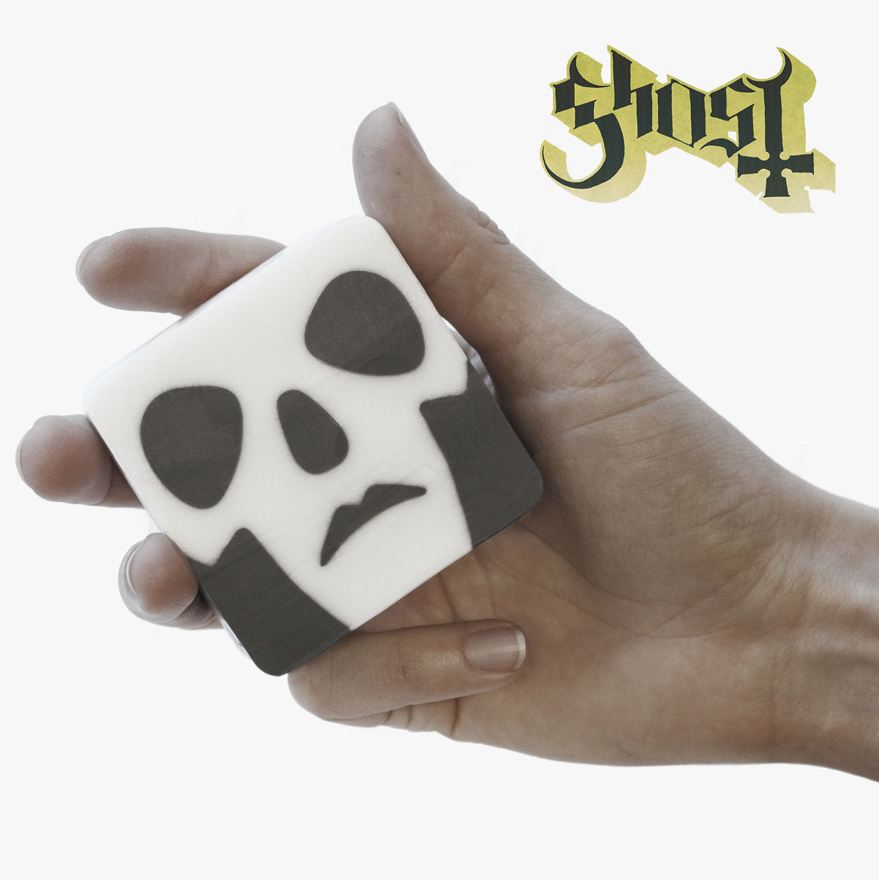 Official Ghost soap in the image of Papa Emeritus Terzo III Soap in hand